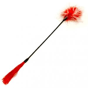FUSTA + PLUMA WHIPPER TICKLER BLANCO ROJO